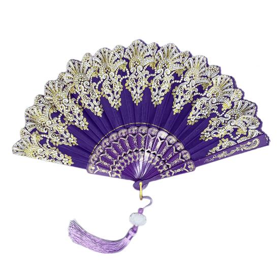 Chinese Style Folding Fan with Tassel Portable Summer Hand Held Fan Dance Performance Photo Props Party Costume Accessories Gift