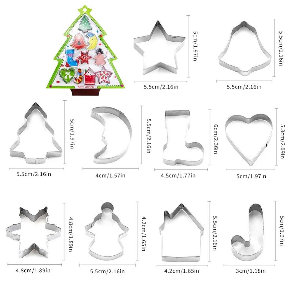 10PCS Cookie Molds Stainless Steel Christmas Theme Fondant Cookie Biscuit Cutter Mold For Cake Decorating Tools Kitchen Baking