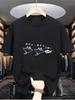 Anglerfish Little Fish Japanese Short Sentence Print Men Basic Casual T-Shirt, Lightweight Quick-Dry Daily Fitness,, Training Athletic Top
