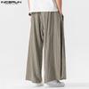 INCERUN Vintage Men Elastic Waist Striped Casual Loose Long Wide Legs Pants