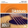 D'Addario Acoustic Guitar Strings Phosphor Bronze Extra Light 12 Strings .009-.045 EJ41 X 10 Set