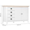 Hill Sideboard in White 130 x 40 x 80 cm Solid Pine Wood