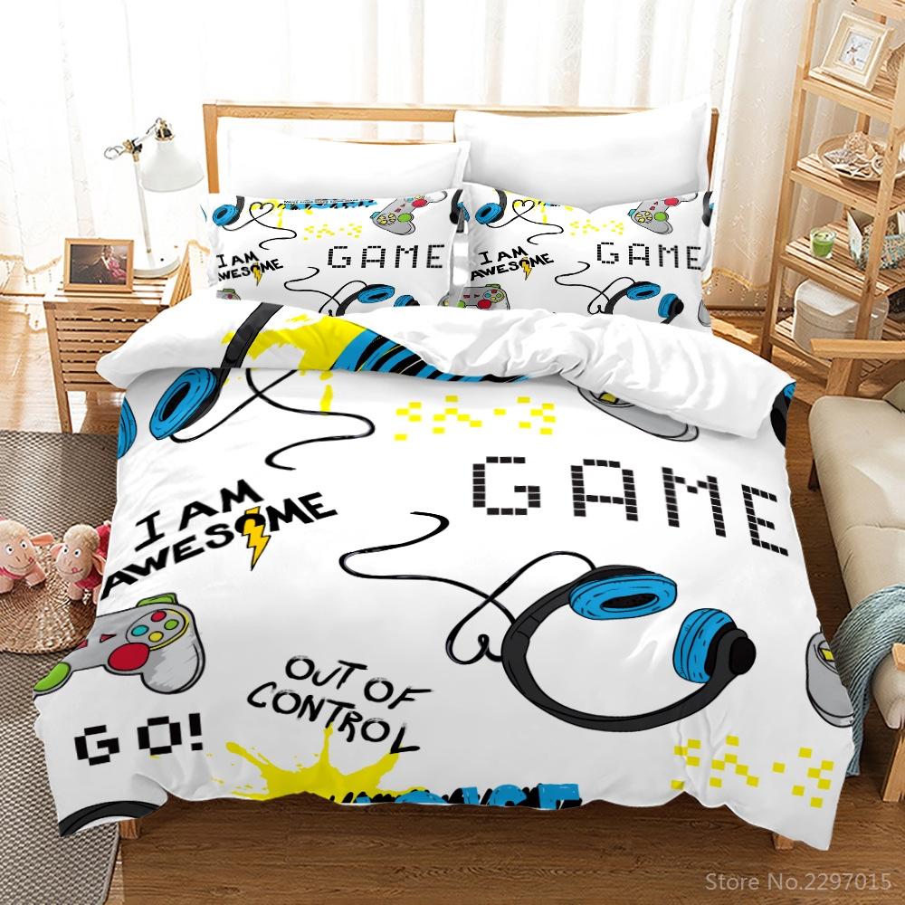 Fashion Black Family Game Gamepad 3d Bedding Set Adult Kids Gifts Pillowcase Duvet Cover Sets Bedroom Decor King Bed Linen Sets