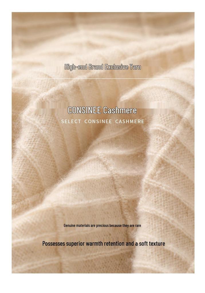 Women's Pure Cashmere Waffle Knit Round Neck Base Layer