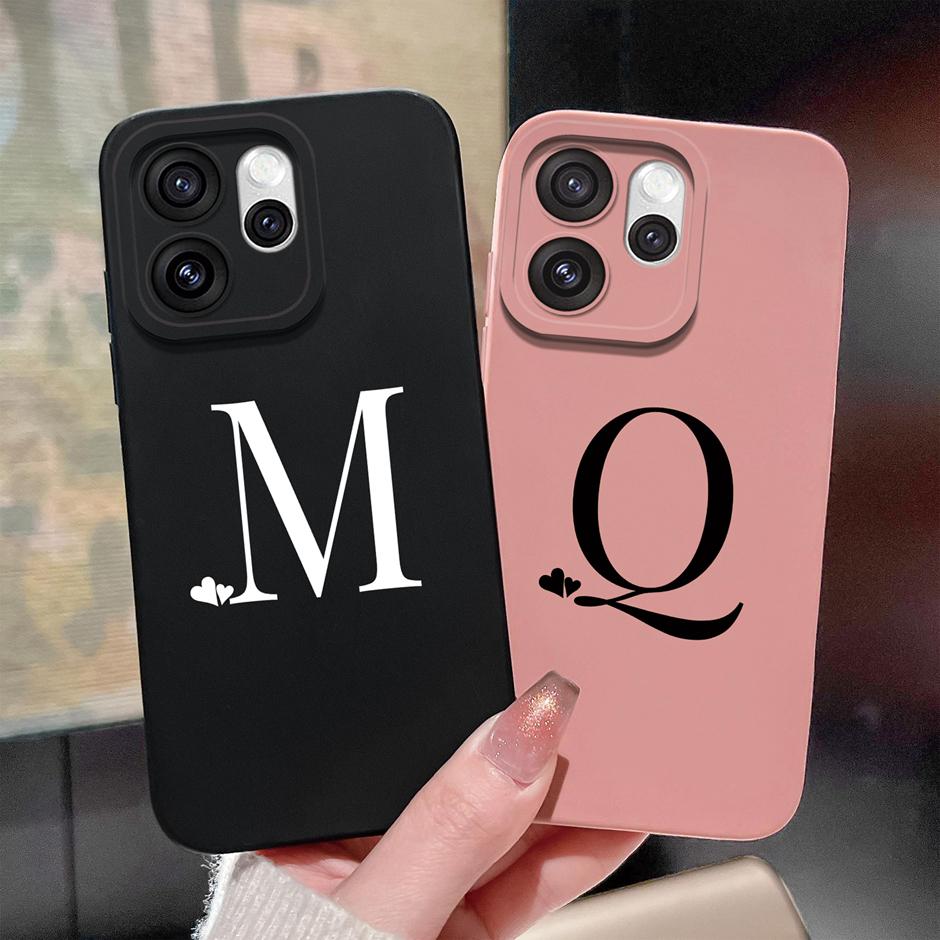 Для Oppo Reno15 F Pro Чехол Простота Сердце 26 Букв Ударопрочный Мягкий Жидкий Силикон Чехол Для OppoReno15 15Pro Reno15F Fundas
