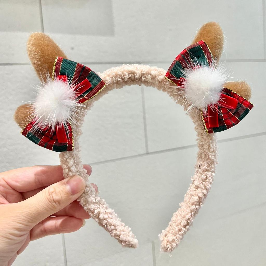 Милый Рождественский Ободок с Рогами и Бантом - Праздничный Сказочный Аксессуар для Волос