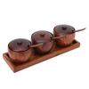 Retro Spice Jar Seasoning Pot Sugar Bowl with Lid Wood Box Kitchen Tool
