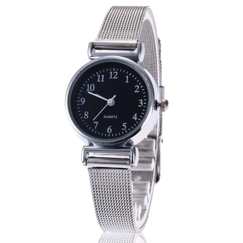 Simple Retro Silver Case Dial Watches Ladies Quartz Watch