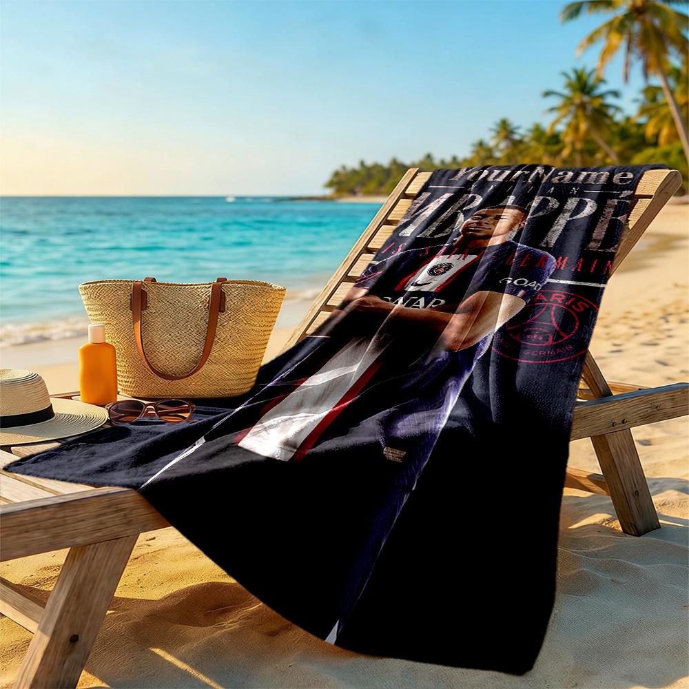 Mbappe Customized Name Beach Towel Quick-Dry Soft Microfiber For Beach Bathroom Outdoor Swimming Pool Camping Picnic Yoga Diving Vacation Accessories