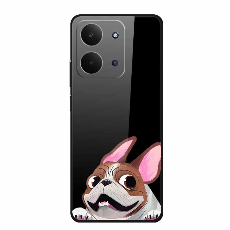 Glass Back Cover For Redmi 15C 4G Case 15 C Cute Cartoon Hard Tempered Glass Case Soft Bumper For Redmi 15C Cases Coques Fundas