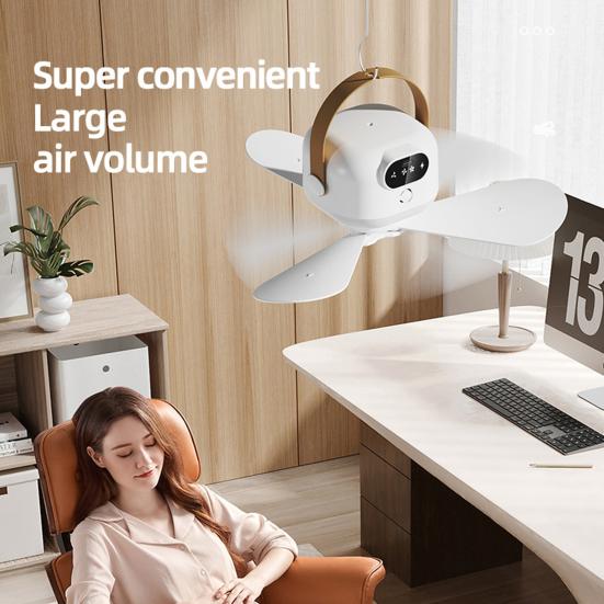 Потолочный вентилятор с подсветкой и пультом управления, 3 скорости, сильный воздушный поток, низкий уровень шума, перезаряжаемый, портативный вентилятор для палатки, подвесной потолочный вентилятор