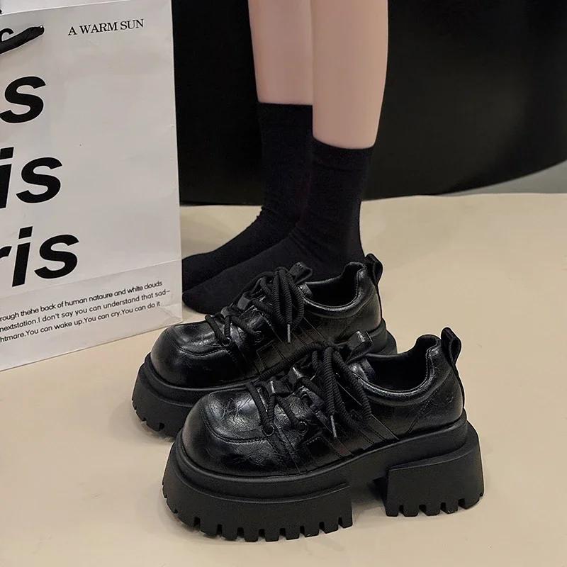 Модная женская обувь на высоком каблуке Мода 2025 Туфли на шнуровке с круглым носком для женщин Офис и карьера Классика Бестселлер Платформа Женская обувь