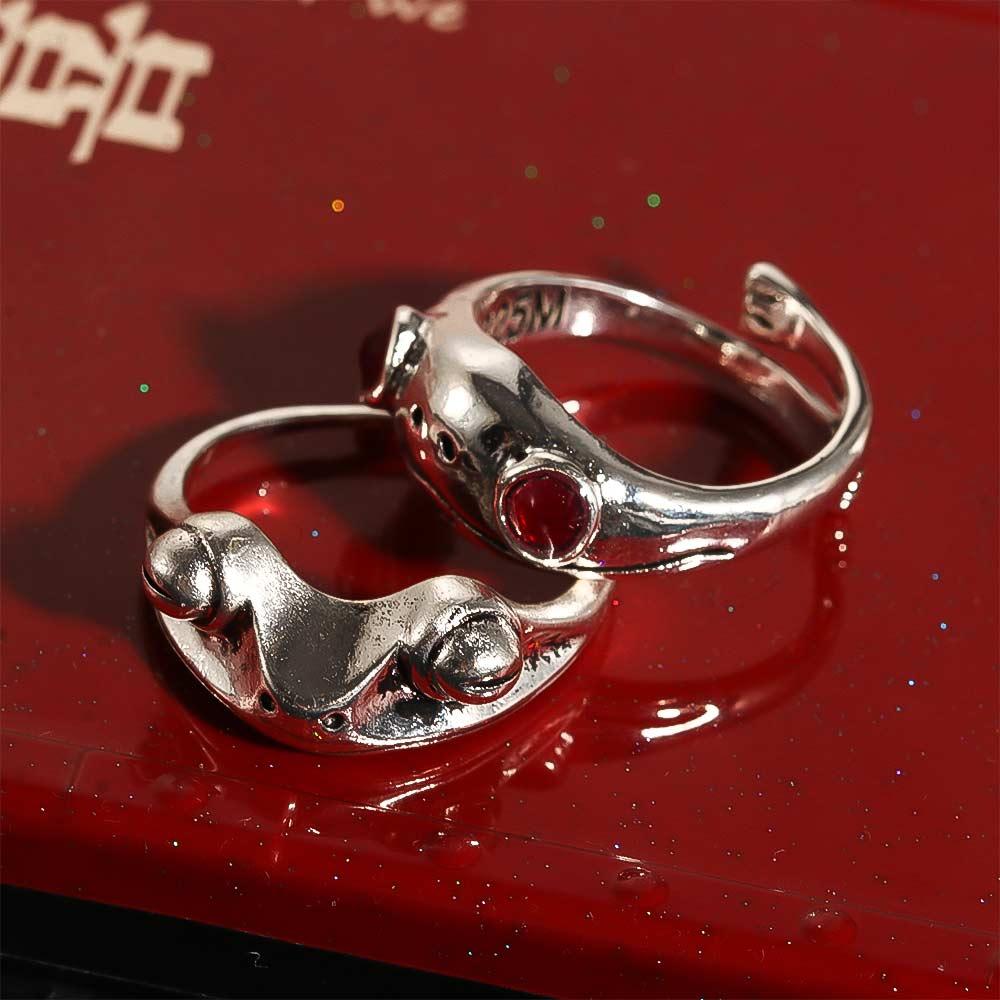 Bohemian for Women Artistic Design Vintage Opening Ring Resizable Frog Finger Ring Silver Color