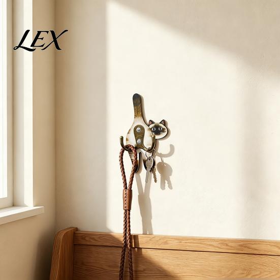 Bag And Scarf Hook Cat Butt Wooden Hook, Double with Strong Adhesive Backing Wall Corridor Organizer Durable Cat-Shaped Decorative for Keys