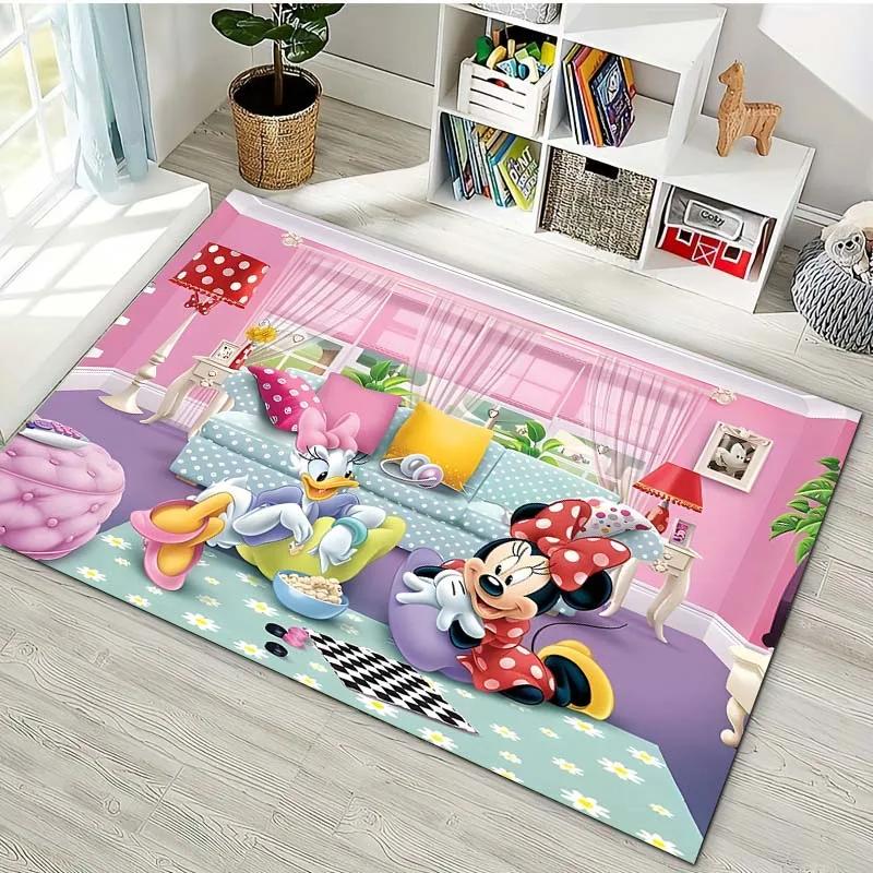3D Minnie Mouse Daisy Duck Cartoon Themed Carpet Bedroom Living Room Sofa Rug Children's Room Large Area Decor Mat Potdemiel