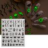 Halloween Nail Stickers 6 Sheets Glow-in-the-dark Sticker, Spooky Ghost Pumpkin Skull Manicure Party Art Decor Decal, DIY Decoration Favors for Women
