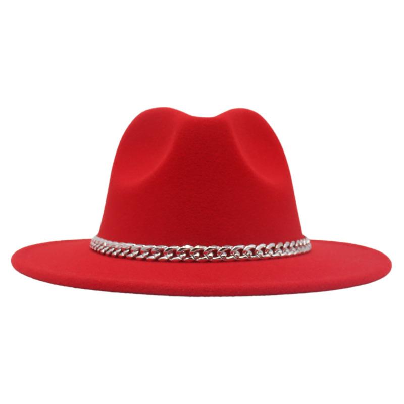 Цепочка Мужская и Женская Многоцветная Сценическая Шляпа Шляпа из Шерстяного Войлока Джазовая Цилиндр Шляпа