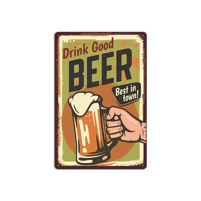 Vintage Cold Beer Metal Tin Sign 2023 New Iron Sheet Bar Background Wall Decoration Painting American Frameless Decorations