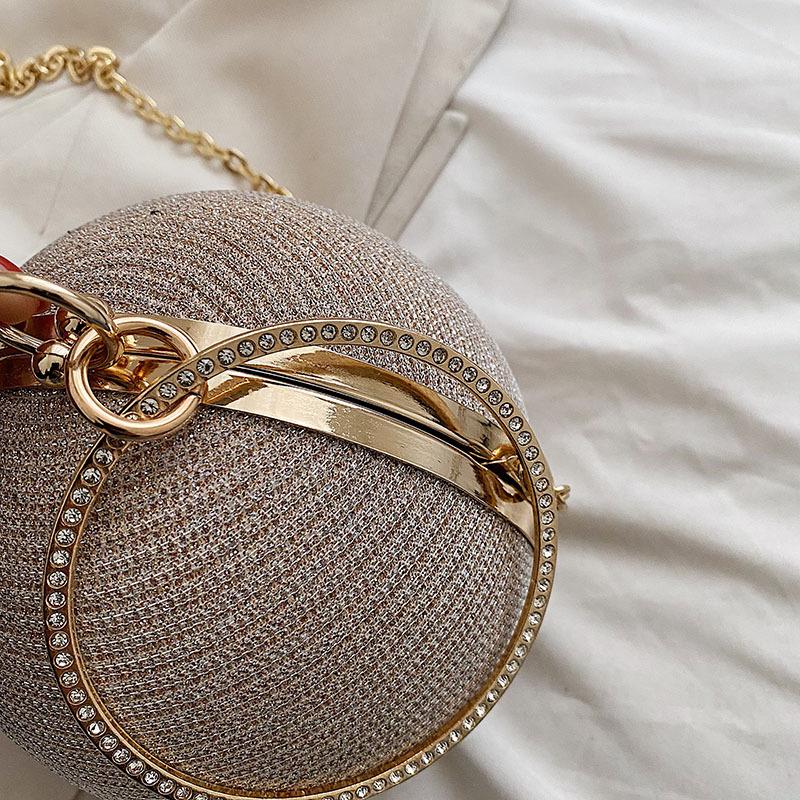 Персонализированная сферическая детская сумка 2025 европейская и американская мода портативная маленькая круглая сумка с бриллиантовой цепочкой на одно плечо вечерняя сумка для женщин