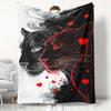 1pc Comfortable Leopard and Love Flannel Blanket, 100% Polyester Fiber HD Digital Print, Suitable for All Seasons, Cooling Blanket, Skin-Friendly and