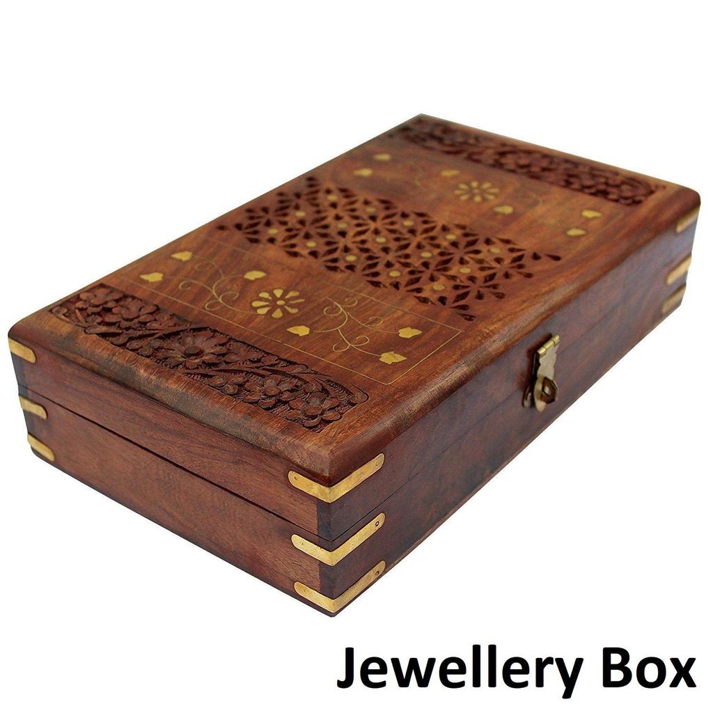 Деревянная шкатулка для украшений ручной работы для женщин. Органайзер для драгоценностей, украшенный вручную замысловатой резьбой. Подарочные изделия.