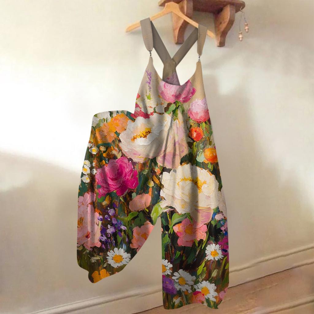 Women's Loose Casual One-piece Summer Floral Print Jumpsuit