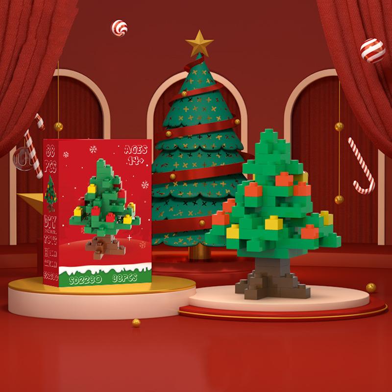Рождественская серия строительных блоков из частиц алмаза, развивающие игрушки для сборки, рождественские елки, Санта-Клаус, маленькие украшения