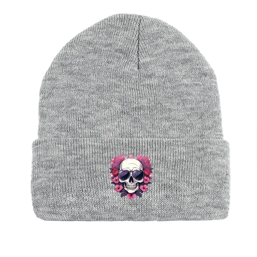 Солнцезащитные очки Череп Зимняя вязаная шапка бини, Шапка-череп Ветрозащитный универсальный повседневный головной убор Вязаная шапка бини