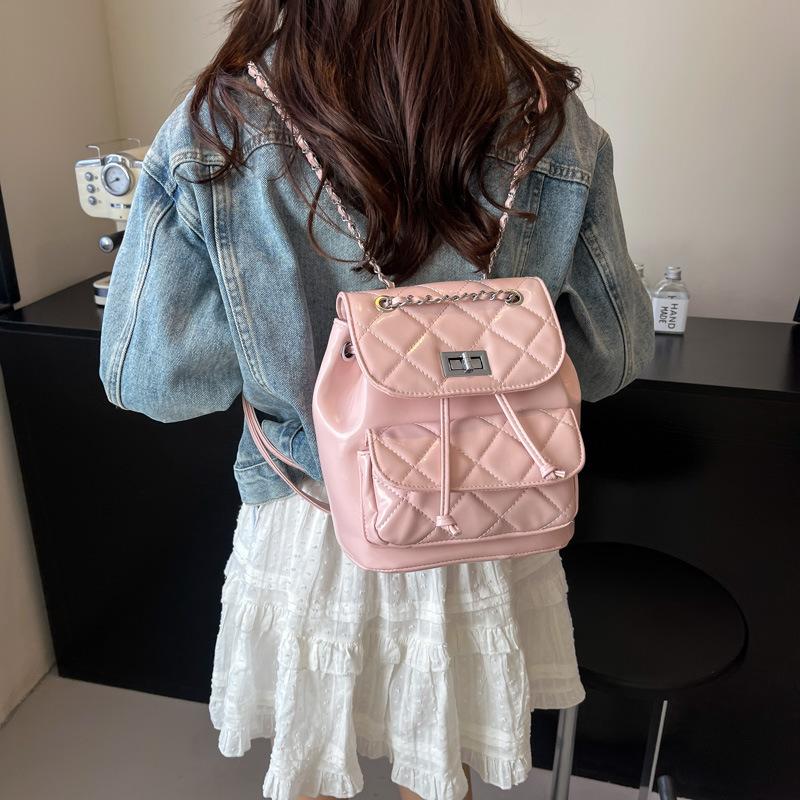 Рюкзак-цепочка ромбовидной формы, женский нишевый дизайн, модная сумка-ведро, повседневный корейский вариант, школьный рюкзак премиум-класса для путешествий