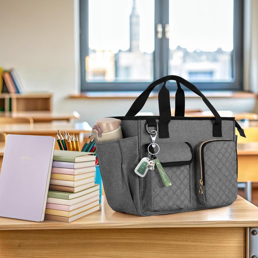 Учительский офисный тоут 8 6 ручек плечо бизнес поездки на работу в серый [Luxja] сумка, сумка, A4, карманы, слоты, сумка, сумка, школа, встречи, многофункциональный,