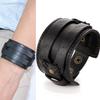 Hollow Double Wide Leather Bracelet for Women Men Braided Vintage Bangle Punk Jewelry Party Gift