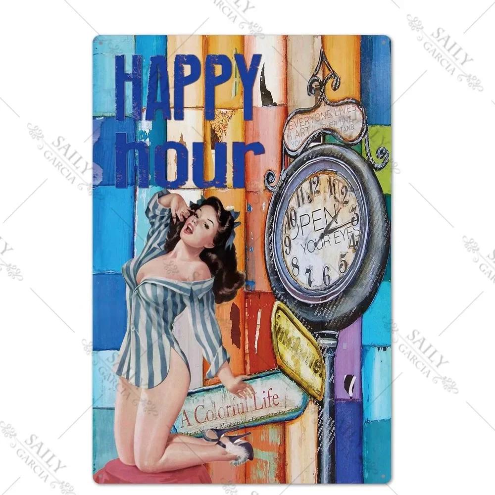 Винтажные металлические знаки с девушками-серферами, плакаты для декора дома, модное искусство, настенный мурал, декор для бара, паба, металлическая пластина