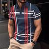 Men'S Daily Casual Striped 3D Printed Lapel Short Sleeve Polo Shirt