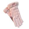 1 Pair Women Winter Gloves Windproof Thick Warm Cartoon Bear Decor Touch Screen Anti-slip Soft Cold-proof Elastic Wrist Cycling Riding Skiing Gloves