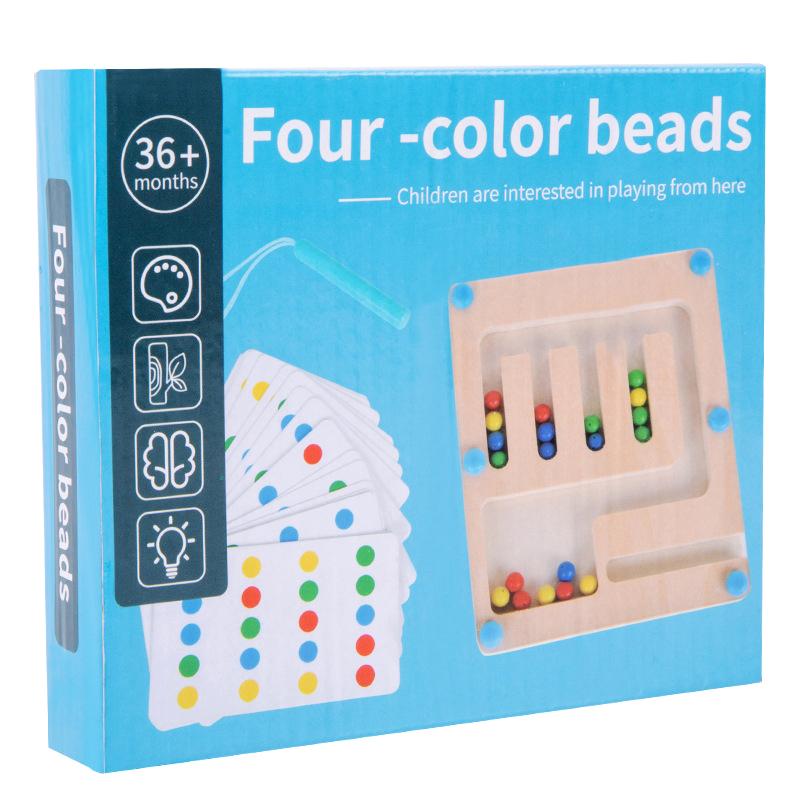 Магнитный лабиринт с четырьмя цветными шариками, детская развивающая игрушка для раннего обучения цветовой классификации