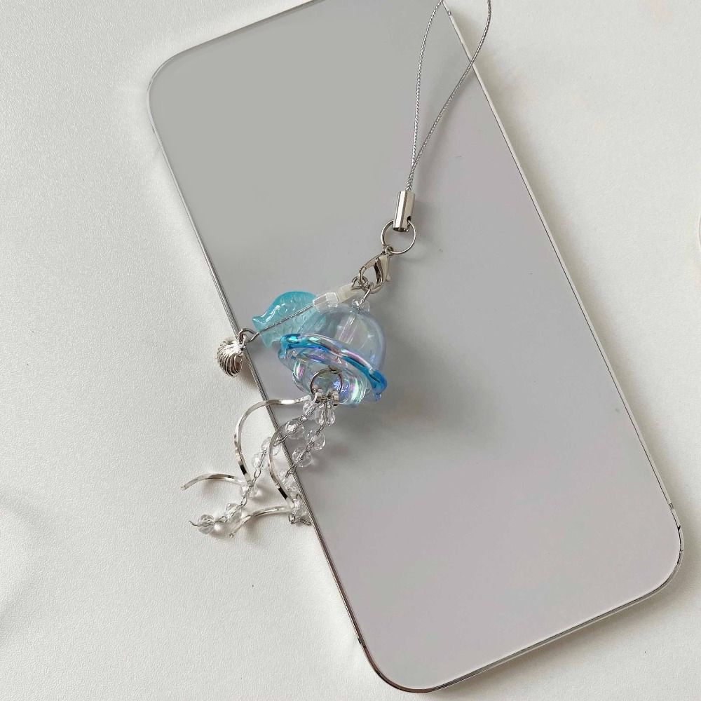 Jellyfish Tassel Jellyfish Beaded Pendent Korean BackPack Keyring Phone Charm Keycord Mobile