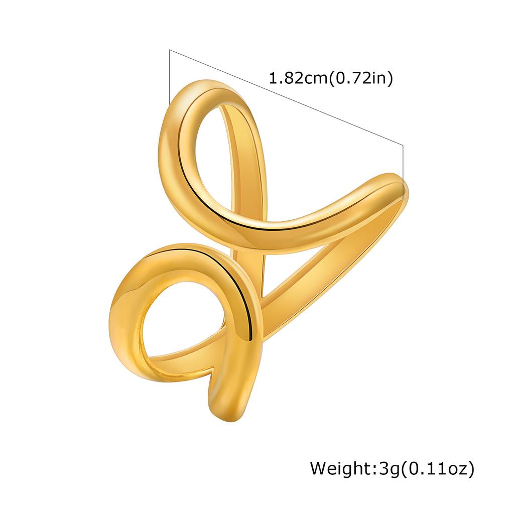 Vnox Stainless Steel Rings For Women Girls,Irregular Line Sense Smooth Open Rings,Simple Atmospheric Finger Jewelry Daily