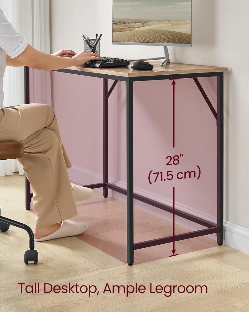 VASAGLE Computer Desk, Office Desk, 100 x 50 x 76 cm, for Study, Bedroom, Living Room, Camel Brown and Ink Black