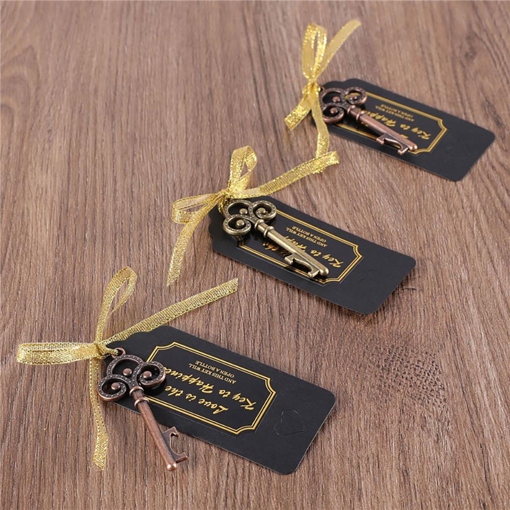 50pcs Vintage Key Bottle Opener Pendant With Escort Card Tags Ribbon Party Favors For Wedding Patty Decoration