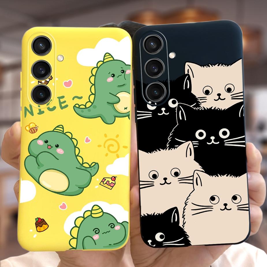 Чехол для Samsung Galaxy S23 FE S23+ Милый чехол-бампер с мультяшным динозавром из мягкого ТПУ для Samsung S23 Plus S 23 Ultra S23FE