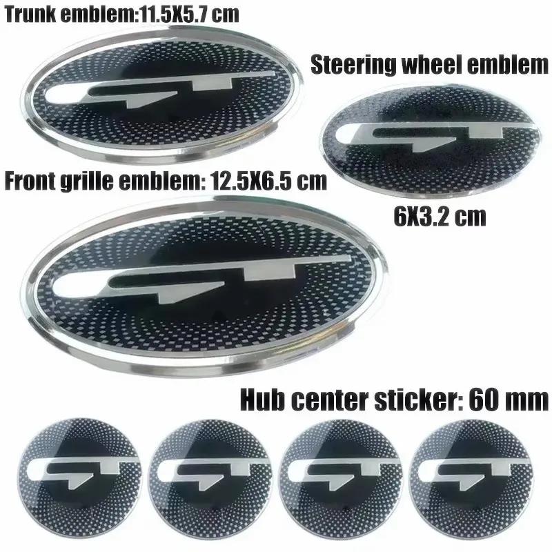 AANC1 7 Pieces Per Set GT Logo Front Hood Rear Boot Steering Wheel Auto Hub Center Sticker Emblem Badge for KIA Stinger