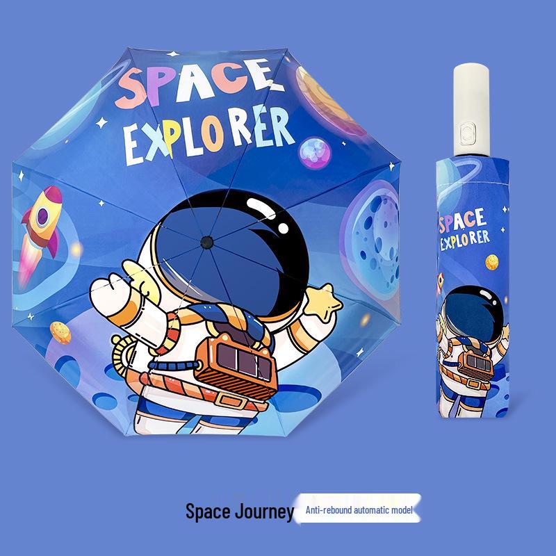 Children's Cartoon Fully Automatic Safety Umbrella: Rain or Shine, Reflective, Foldable, Anti-Rebound Design