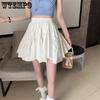 WTEMPO Четыре сезона универсальные однотонные короткие юбки-торты женские эластичные с высокой талией тонкие черные, белые юбки-пачки трапециевидной формы во французском стиле во французском стиле