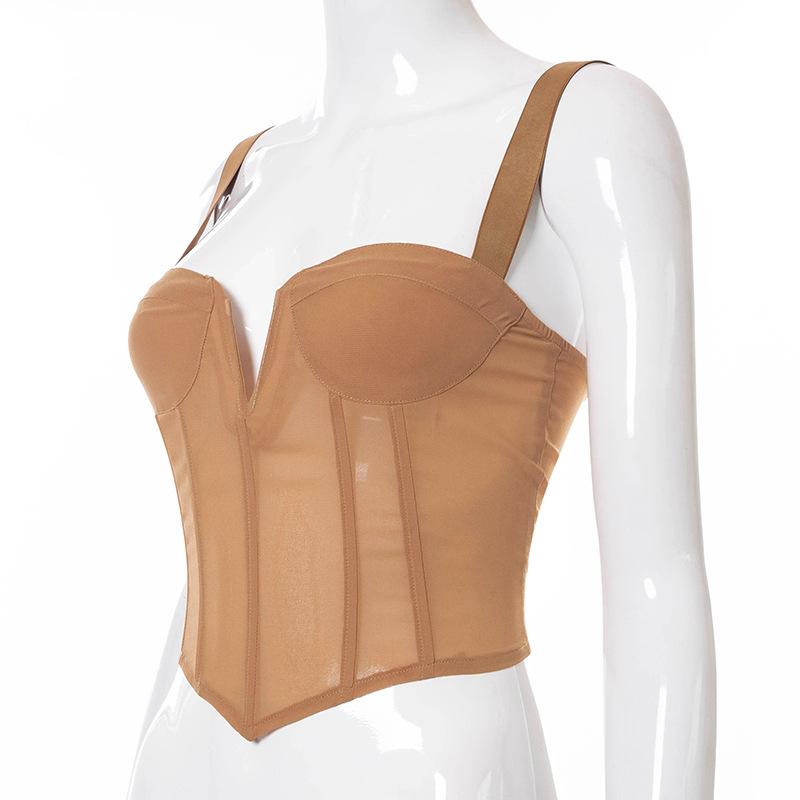 Шифоновый лоскутный женский корсет на бретелях, укороченный топ, майки, прозрачная уличная одежда для вечеринок, клубов, фестивалей, летняя одежда