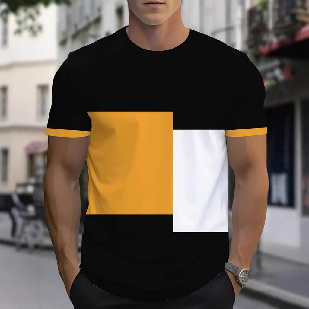 Летняя мода Спортивные мужские футболки 3D геометрический принт Свободные Удобные Повседневные с круглым вырезом Размер Футболки с коротким рукавом