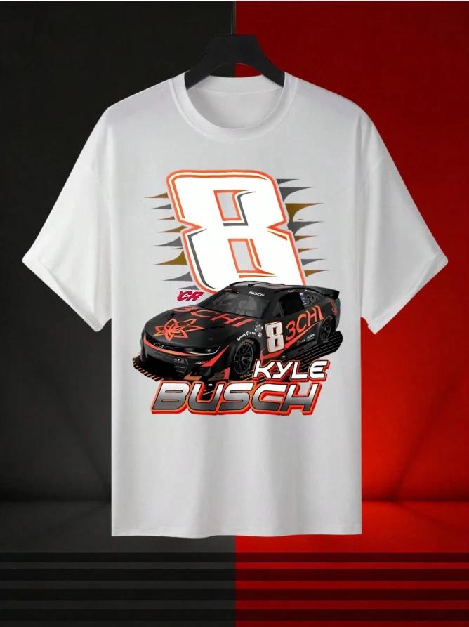 Kyle Busch #8 Nascar Racing 100% Хлопок Плотная Графическая Футболка Новая
