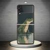 Crocodile Animal For Samsung Galaxy Z Flip 6 5 4 3 5G Phone Case Black Hard Cover ZFlip 6 5 4 3 Shockproof Bumper Coque
