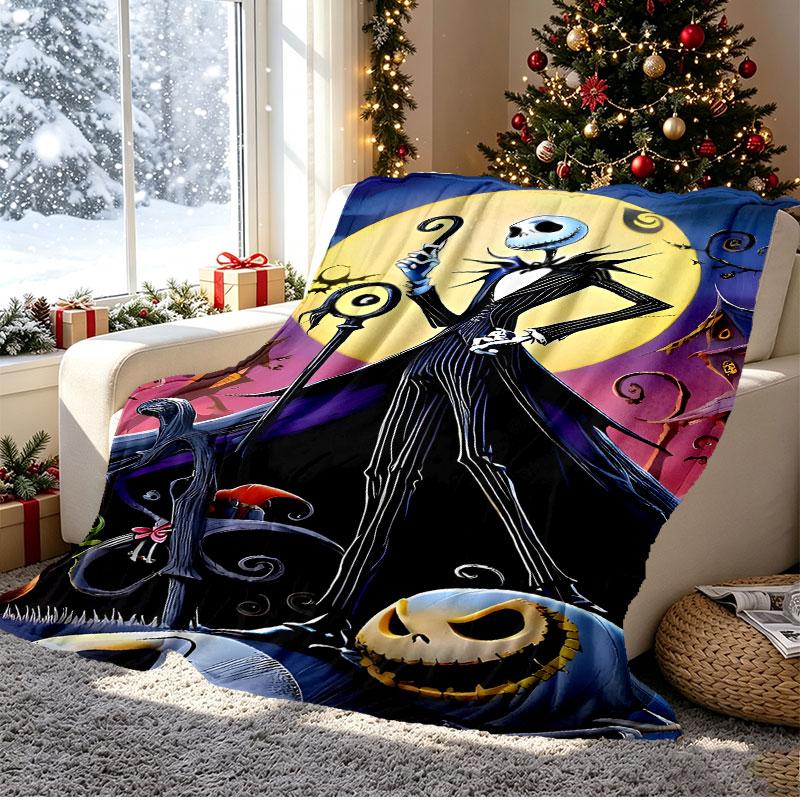 The Nightmare Before Christmas Pattern Blanket for Home Decoration, Bed, Sofa, Car Travel, Camping, Suitable for All Seasons, Birthday Christmas Gift