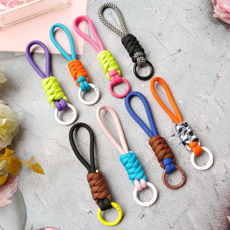 Color Combination Knot Mobile Lanyard Creative Short Braided Lanyard Mobile Phone Case Key Ring Can Be Detachable Anti-loss Rope