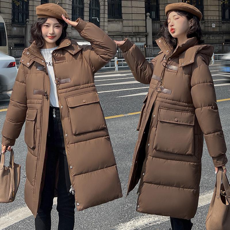 Polyester cotton-padded clothes women's new Korean version of cotton-padded clothes medium and long knee-padded jackets loose and thickene